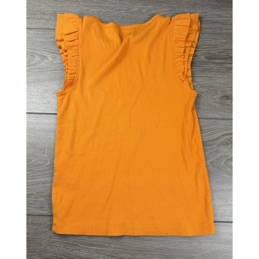 J Crew Women's Ribbed Ruffled‎ Shoulder Sleeveless Tank Orange XS - Picture 3 of 7